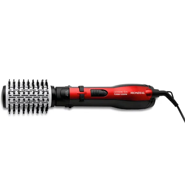 Escova Giratória Mondial Ceramic Íon Turbo ER-09 - 1200W - 5 em 1 - 110V/60Hz - Preto e Vermelho