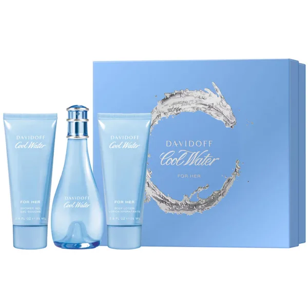 Kit Davidoff Cool Water For Her - Eau de Toilette - Feminino - 3 em 1 - 75ML + 125ML + 75ML