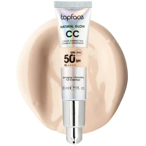 Base Líquida Topface Natural Glow CC Color Correcting Cream & Concealer - 50+ SPF PA++++ - 001 Cool Beige - 30ML