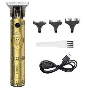 Máquina de Cortar Cabelo Kemei Professional Hair Clipper KM-700B - Recarregável - Dourado