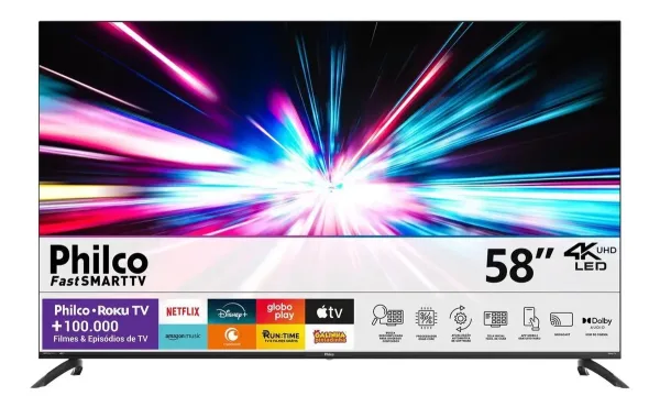 Smart Tv Philco 58 P58vik 4k Uhd Led Roku Dolby Audio Wi-fi Hdr10