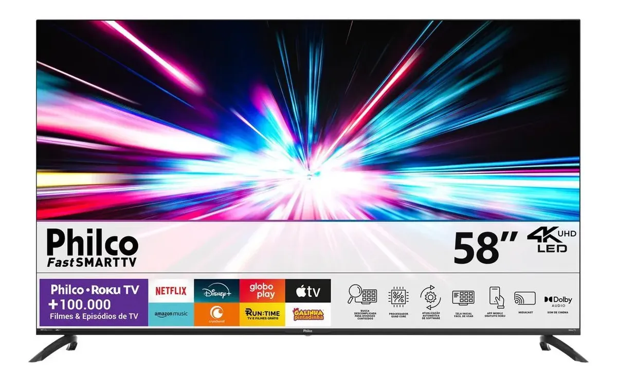 Smart Tv Philco 58 P58vik 4k Uhd Led Roku Dolby Audio Wi-fi Hdr10