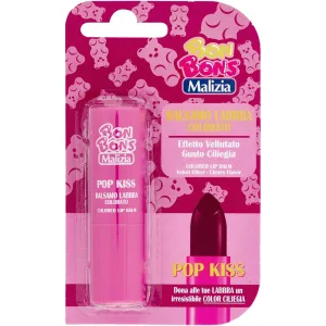 Bálsamo Labial Malizia Bon Bons Pop Kiss Colored Lip Balm - Cereja - 3.5mL
