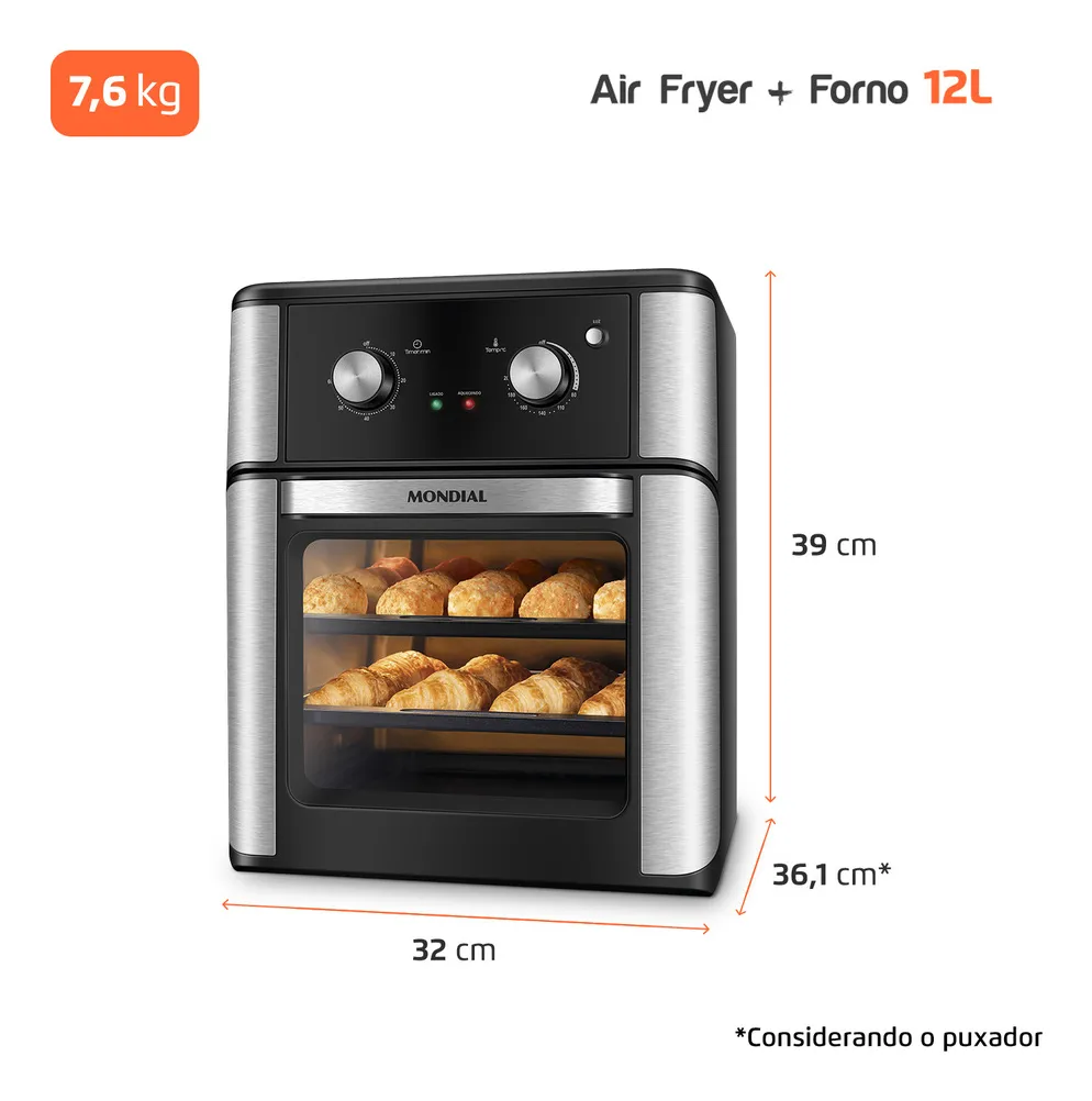 Fritadeira Air Fryer Forno Oven 12l Mondial
