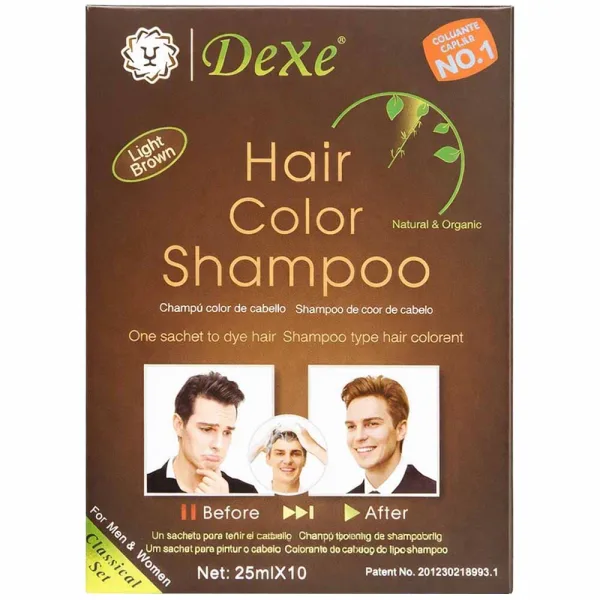 Kit Shampoo Colorante em Sachê Dexe Hair Color - 10 Unidades - 25ML - Light Brown