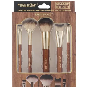 Kit de Pincéis Miss Rôse 7201-007M - 5 Peças - Marrom