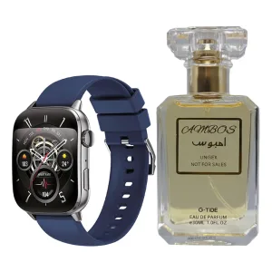 Kit SmartWatch G-Tide S6 Pro Perfume Collection - Bluetooth - Pulseiras Extra - Prata + Perfume Ambos - Eau de Parfum - Unissex - 30ML
