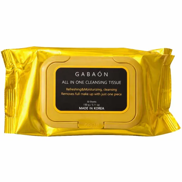 Lenço Umedecido Demaquilante Gabaón All In One Cleansing Tissue - 30 Unidades - 145Gr