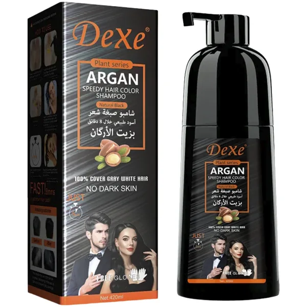 Shampoo Colorante Dexe Argan Plant Series - 420ml - Natural Black