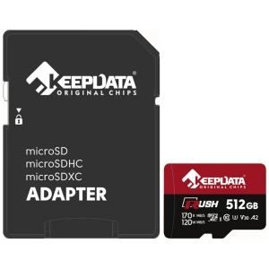 Cartão de Memória Keepdata Rush KDMSDC10U3V30A2/512 - 512GB - Micro SD com Adaptador - 170MB/s