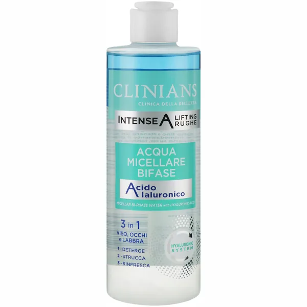 Água Micelar Bifase Clinians Intense A Lifting Rughe Acido Ialuronico - 3 em 1 - 400 ml