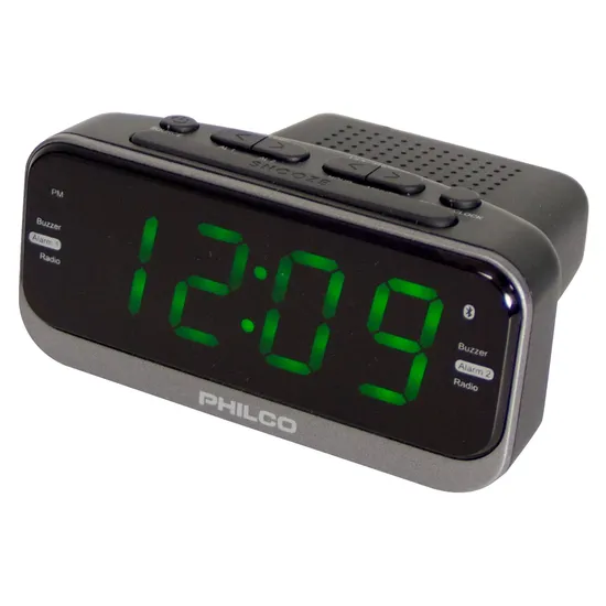 Rádio Relógio Philco PRR1012BT-GR - FM - Bluetooth - USB - 1.2'' - Preto