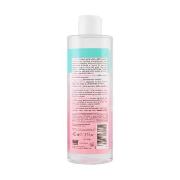Água Micelar Clinians Hydra Plus Attiva Antistress 3en1 - 400 ml