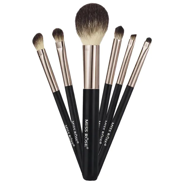 Kit de Pincéis Miss Rôse 7201-005M - 6 Peças - Preto