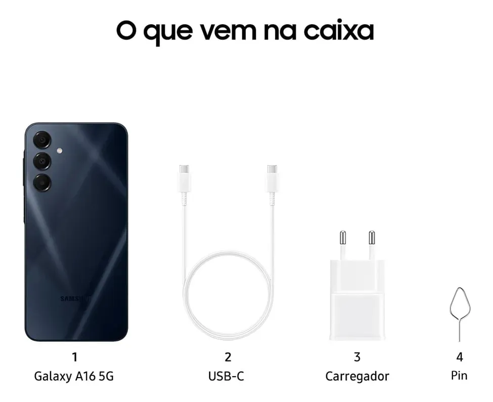 Smartphone Samsung Galaxy A16 5G – 128GB 4GB RAM Preto