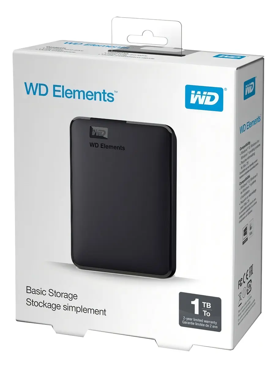 Western Digital WD Elements Portable WDBUZG0010BBK 1TB preto