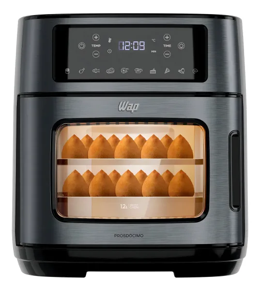 Fritadeira Elétrica Air Fryer Oven Black INOX WAP WAOD2 12 Litros 4 em 1 Porta com Abertura Lateral e Removível 1800W