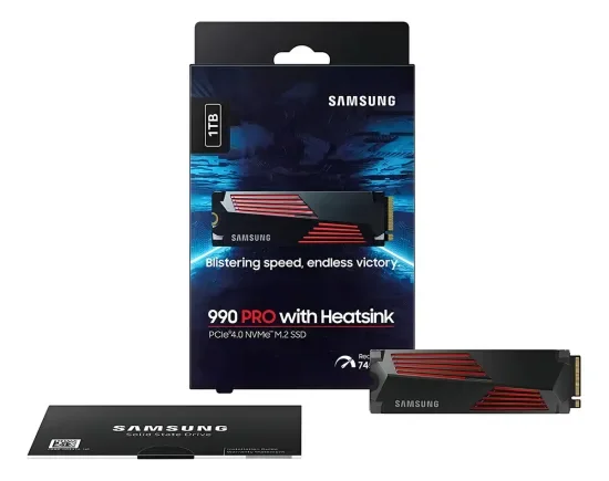 Ssd Samsung 990 Pro M.2 2280 Nvme 1tb Pcie Gen 4.0 X4 Nvme 2.0 Compatível Com Ps5 Cor Preto