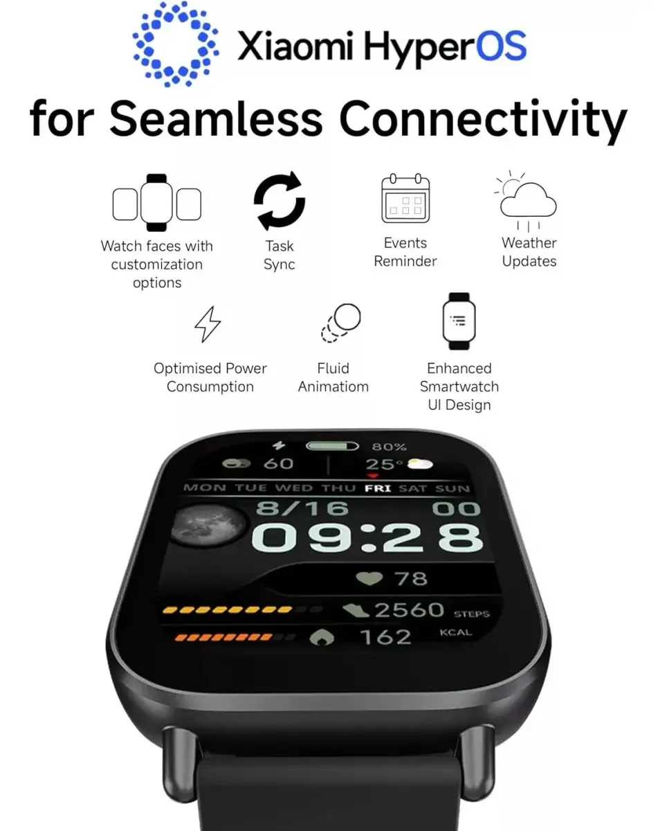 Smartwatch Redmi Watch 5 Active Preto, com Alexa e Tela de 2"