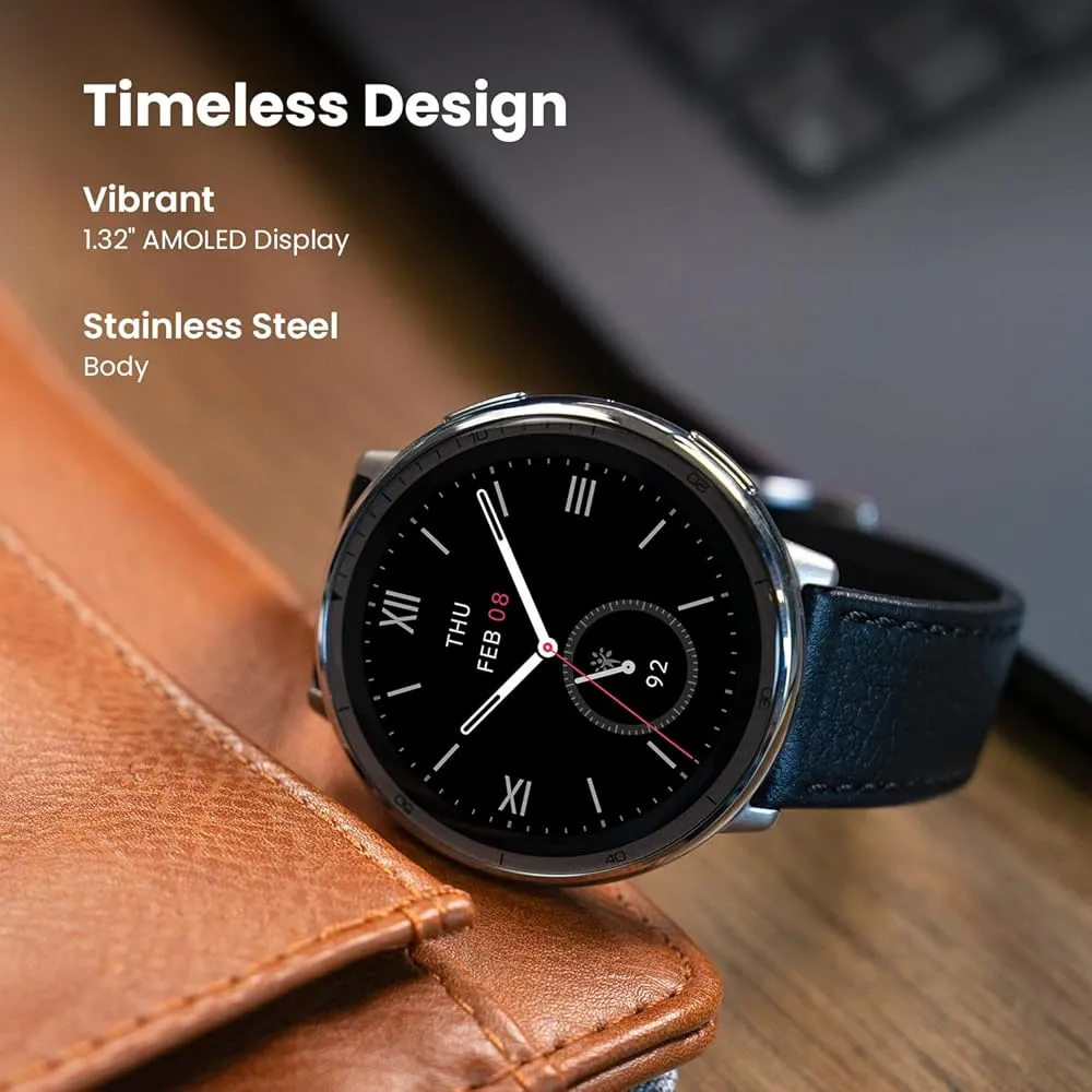 Relógio Smartwatch Amazfit Active 2 Amoled 1,32 Com Gps 5atm Caixa Prateado Pulseira Preto
