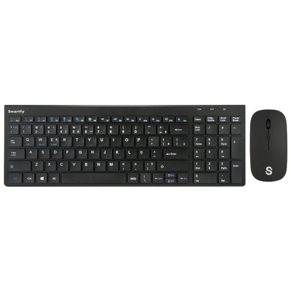 Kit Mouse e Teclado Smartfy TW01B - Sem Fio - Português - Preto
