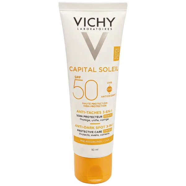 Protetor Solar Vichy Capital Soleil Anti-Manchas - Com Cor - 3 em 1 - SPF 50+ - 50ML