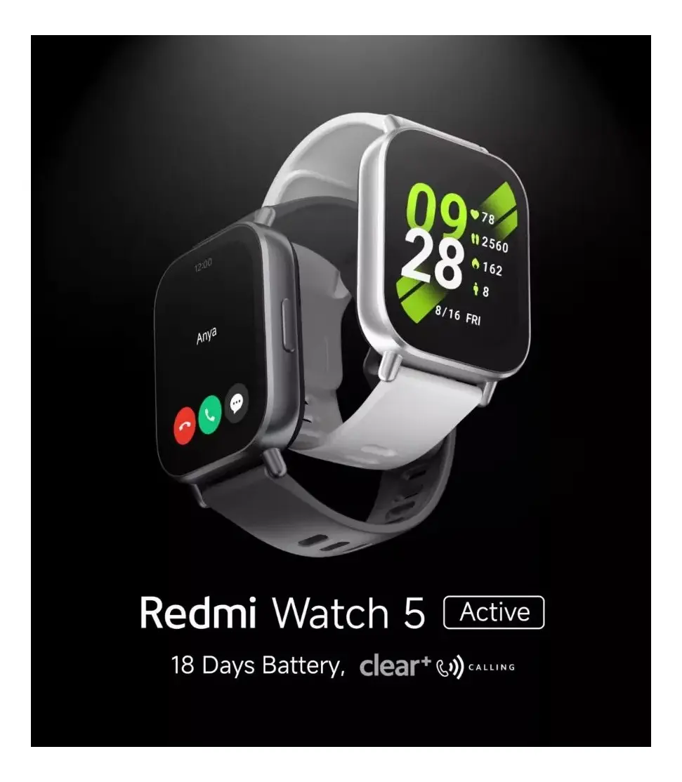 Smartwatch Redmi Watch 5 Active Preto, com Alexa e Tela de 2"