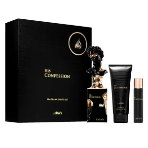 Kit Lattafa His Confession - Eau de Parfum - Masculino - 3 em 1 - 100ML + 12ML + 100ML