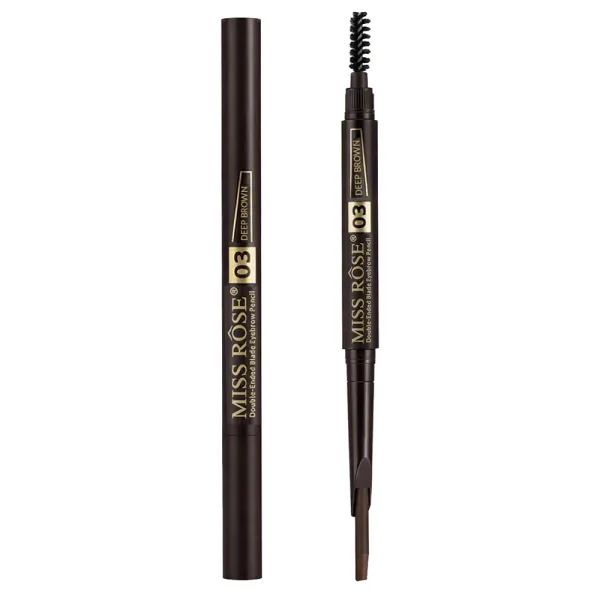 Lápis para Sobrancelhas Miss Rôse Double-Ended Blade Eyebrow 7101-007M03 - Com Pente - 03 Deep Brown - 0.2Gr