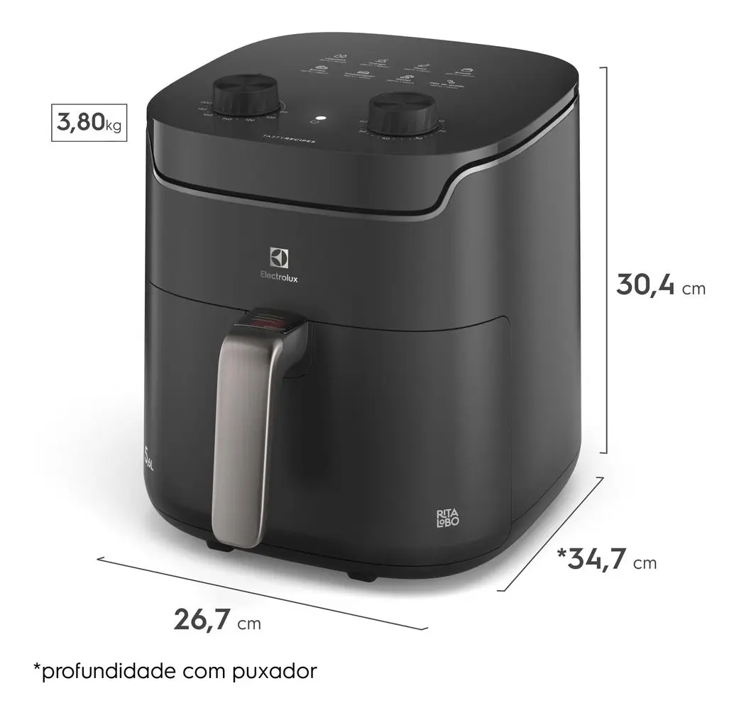 Air fryer Fritadeira Elétrica Electrolux sem oleo Rita Lobo 5,8L
