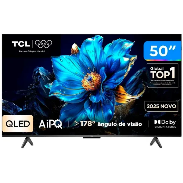 Smart TV 50" TCL 4K UHD QLED 50P7K Google TV AiPQ Google Assistente 3 HDMI