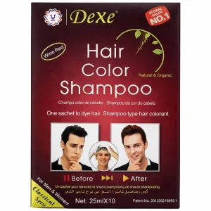 Kit Shampoo Colorante em Sachê Dexe Hair Color - 10 Unidades - 25ML - Wine Red