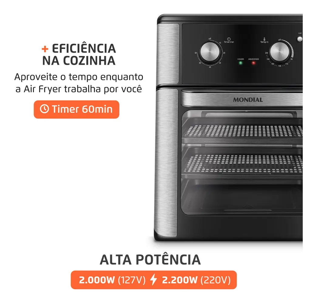 Fritadeira Air Fryer Forno Oven 12l Mondial