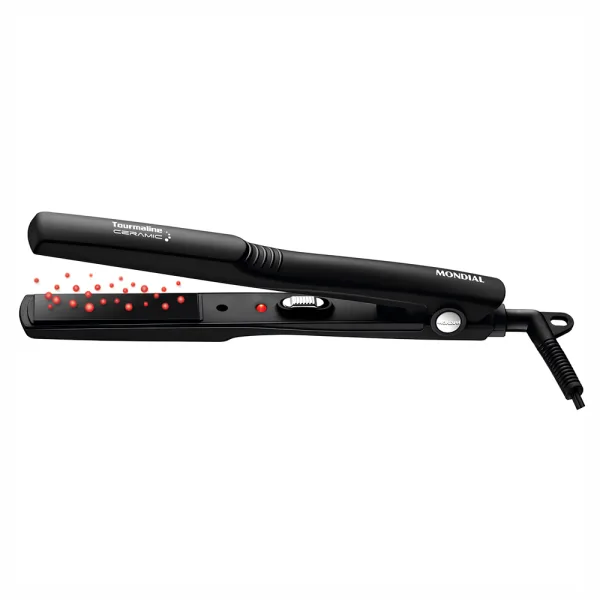 Prancha para Cabelo Mondial P-15 Tourmaline Ceramic - 200°C - Cerâmica - Bivolt - Preto