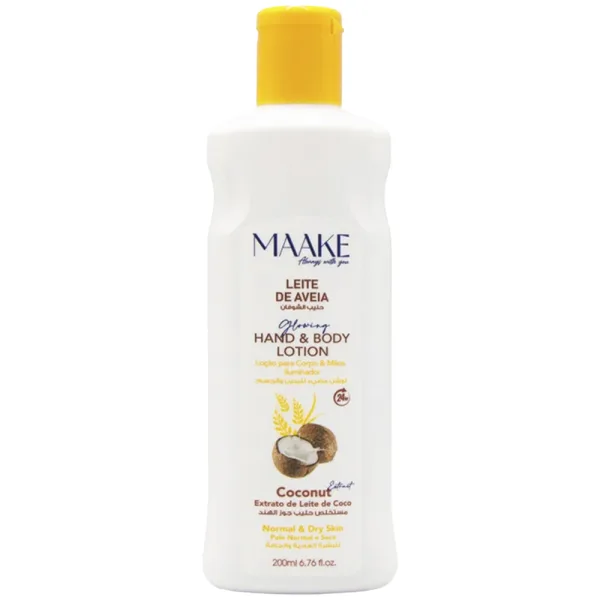 Loção para Corpo e Mãos Maake Glowing - Coconut - 200ML