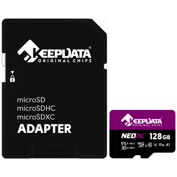 Cartão de Memória Keepdata NeoX KDMSDC10U3A1/128G - 128GB - Micro SD com Adaptador - 95MB/s