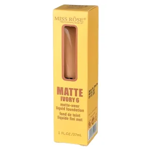 Base Líquida Miss Rôse Matte-Wear Liquid Foundation - Ivory 6 - 37ML