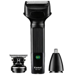 Kit Máquina de Cortar Cabelo Kemei Multi-Function Grooming KM-1587 - 3 em 1 - Recarregável - Preto