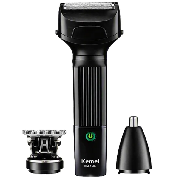 Kit Máquina de Cortar Cabelo Kemei Multi-Function Grooming KM-1587 - 3 em 1 - Recarregável - Preto