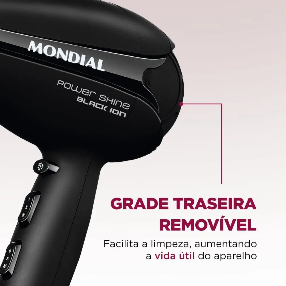 Secador de Cabelo Mondial Power Shine Black Íon SC-13 - 2000W