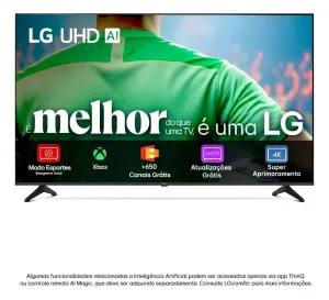 Smart TV LG UHD AI UA75 43 polegadas HDR10 Pro Processador α7 AI Ger8 webOS 25