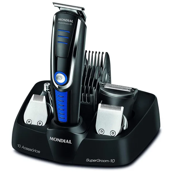 Máquina de Cortar Cabelo Mondial Super Groom BG-03 - 6W - BiVolt - Preto e Azul