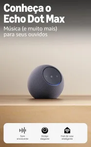 Amazon Echo Dot Max (Geração mais recente), smart speaker com Alexa, som envolvente e hub de casa inteligente integrado, ideal para sua sala de estar