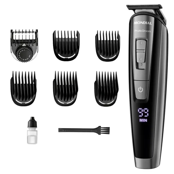 Barbeador Elétrico Mondial PracticGroom BG-09 - 8 em 1 - 6W - Bivolt - Cinza