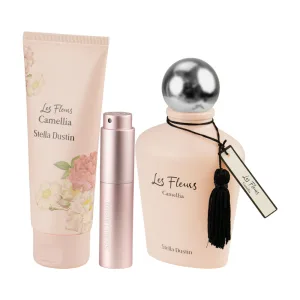 Kit Stella Dustin Les Fleurs Camellia - 3 em 1 - Perfume EDP 100ML + Loção Corporal 100ML + Refil Recarregável 5ML