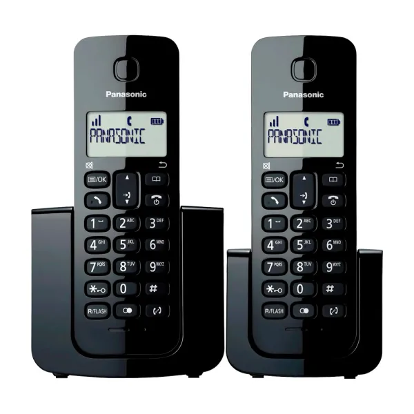 Telefone Sem Fio Panasonic KX-TGB112LAB - 2 Bases - Com Bina - Bivolt - Preto