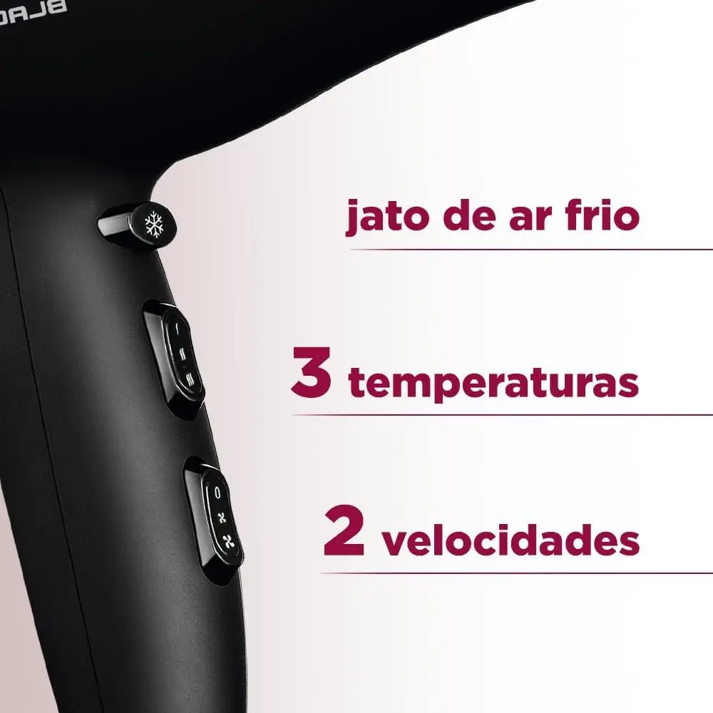 Secador de Cabelo Mondial Power Shine Black Íon SC-13 - 2000W