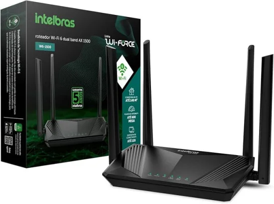 Roteador Wireless Intelbras W6-1500, 1200mbps, Dual Band, 3 Portas Lan, 4 Antenas, Preto