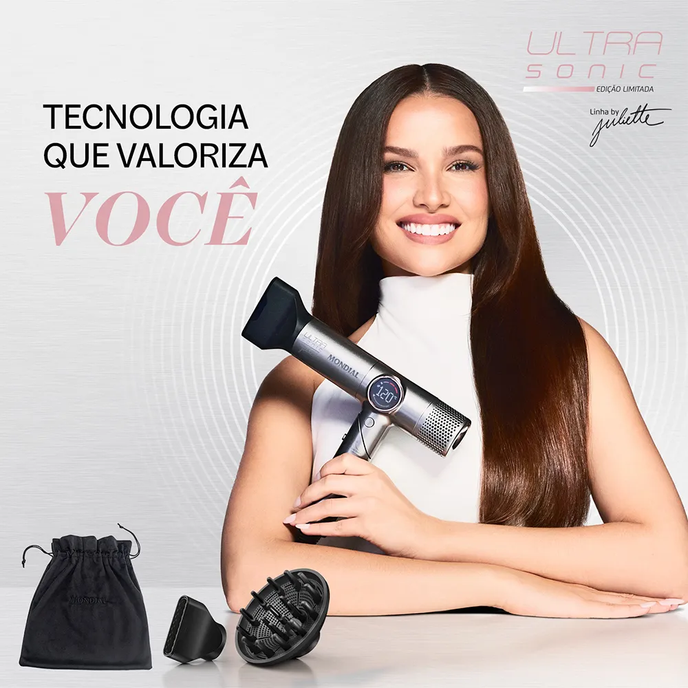 Secador de Cabelo Mondial SCP-JU-04-US Ultra Sonic Edição Limitada - 1600W  - Cinza