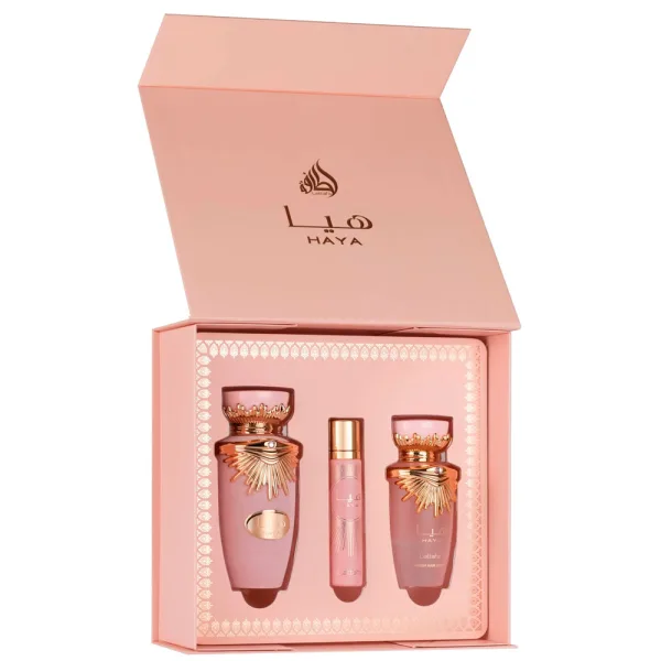 Kit Lattafa Haya - Eau de Parfum - Feminino - 3 em 1 - 100ML + 12ML + 50ML